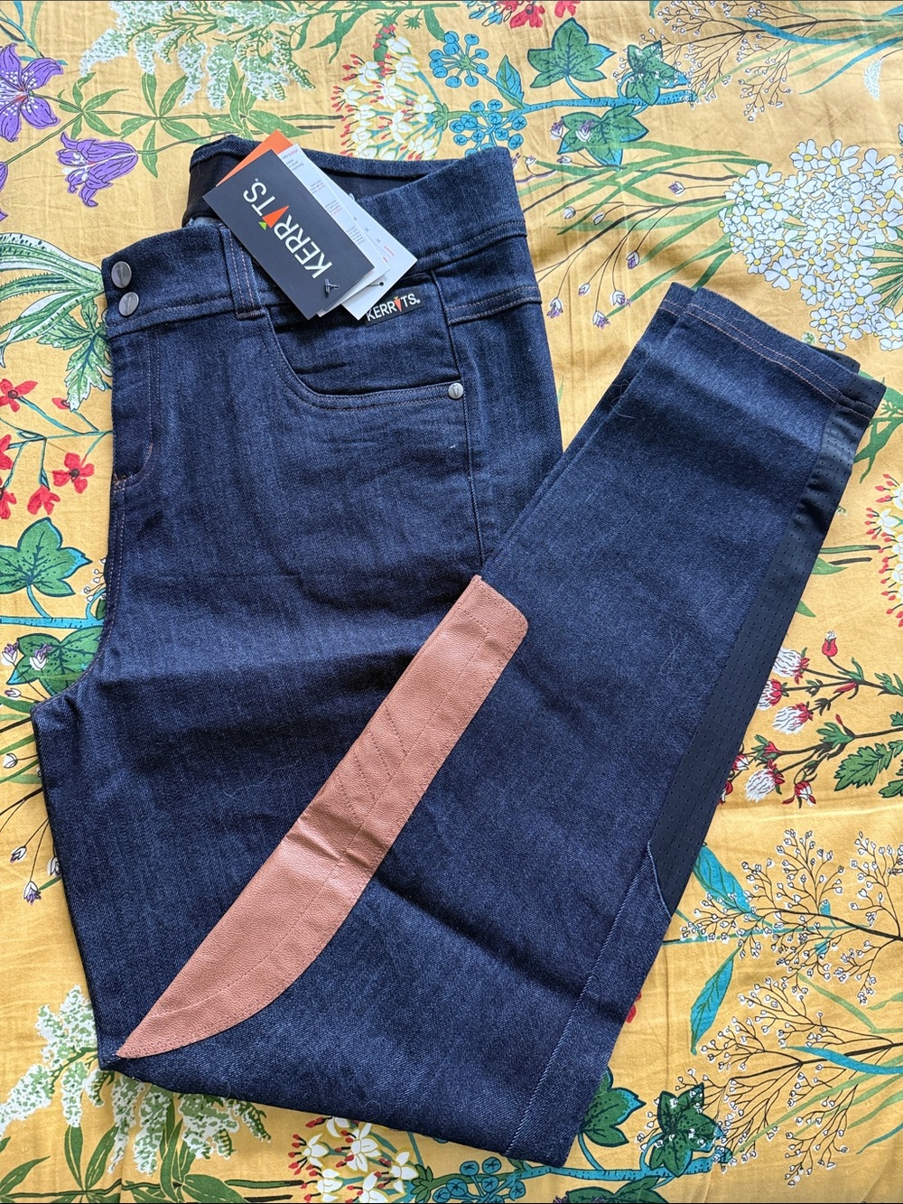 NWT Kerrits Dark Indigo Riding Breeches/Jeans with Knee Patch